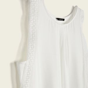 RW&Co Mixed Media Top w/ Crochet White Small